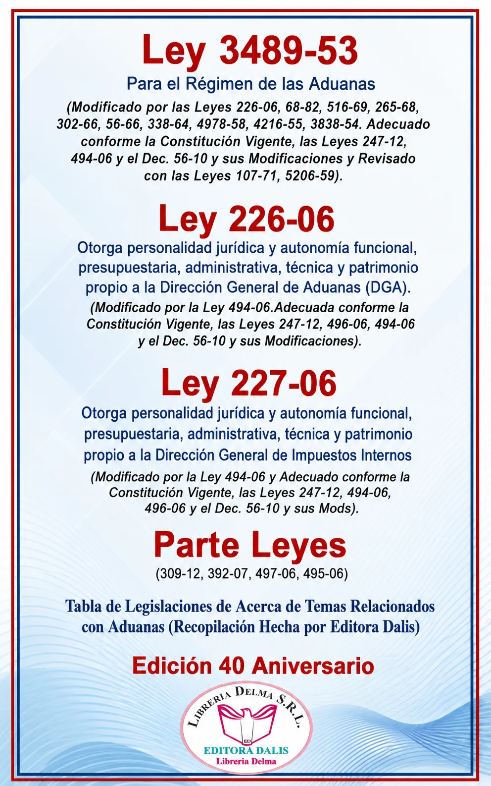 Ley 3489-53, Ley 226-06, Ley 227-06